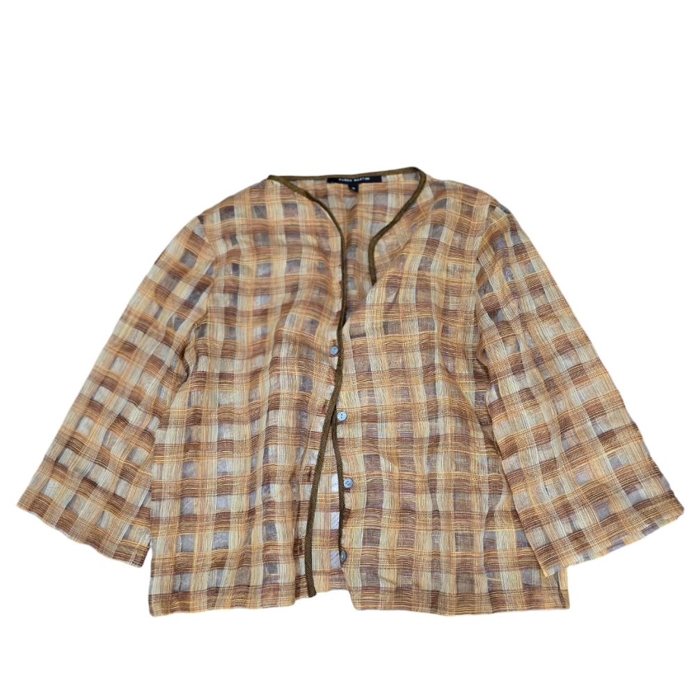 Vintage Karin Martini Linen Blend Lagonlook Top Size 8